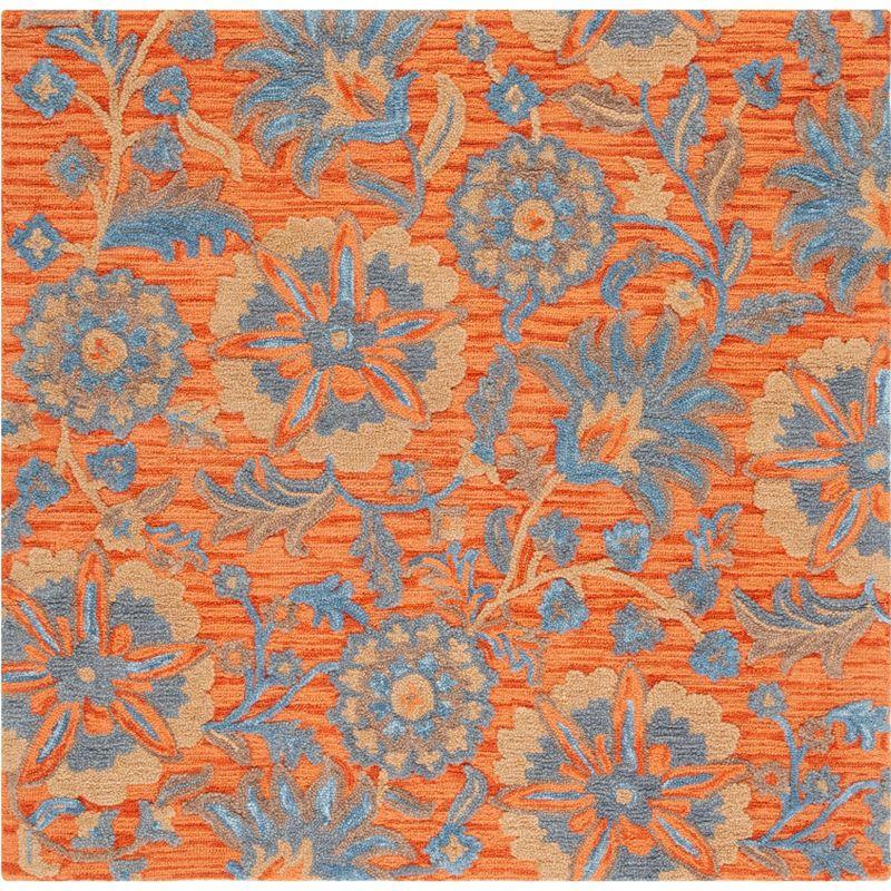 Blossom BLM175 Hand Tufted Area Rug - Rust/Blue - 6'x6' - Safavieh.