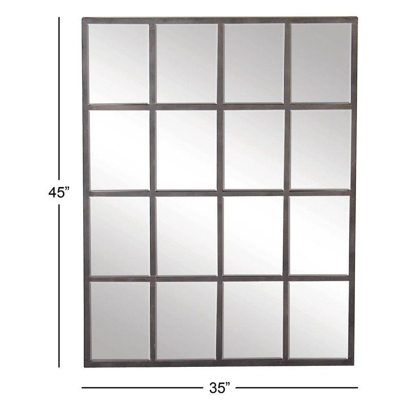 Glass Window Pane Inspired Wall Mirror Black - Olivia & May: Industrial Style, 45x35.38", Iron Frame