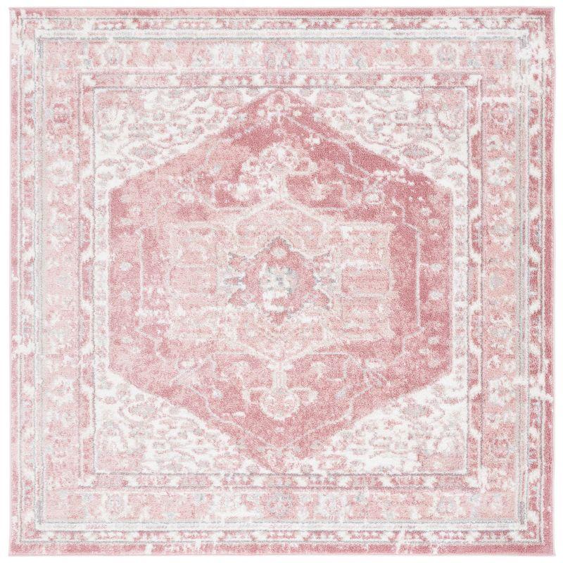 Layla LAY108 Power Loomed Area Rug - Ivory Grey/Pink - 6'7"x6'7" - Safavieh