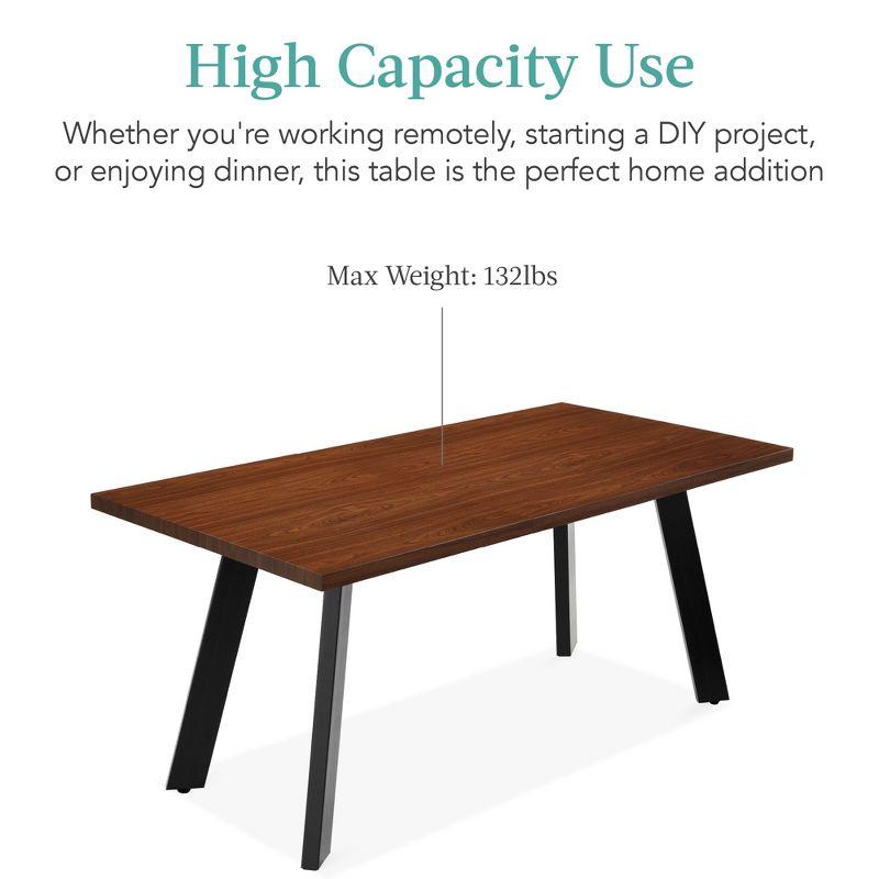 Brown Extendable Wood Dining Table with Black Steel Legs