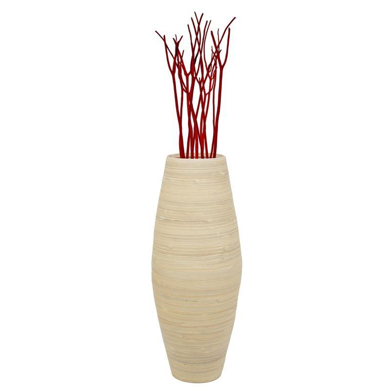 Uniquewise Handcrafted Tall Cylinder Bamboo Floor Vase – Elegant Decorative Accent for Home Offices, Hotel Lobbies, and Spa Spaces – Perfect Decor