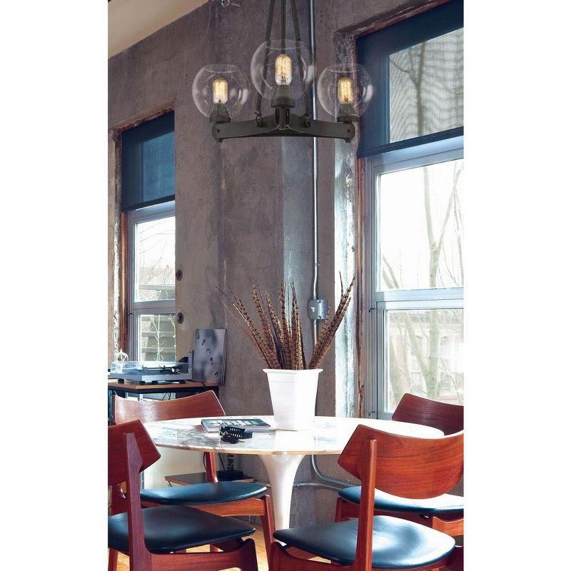 Rustic Mini Chandelier in Rubbed Bronze with Seeded Glass