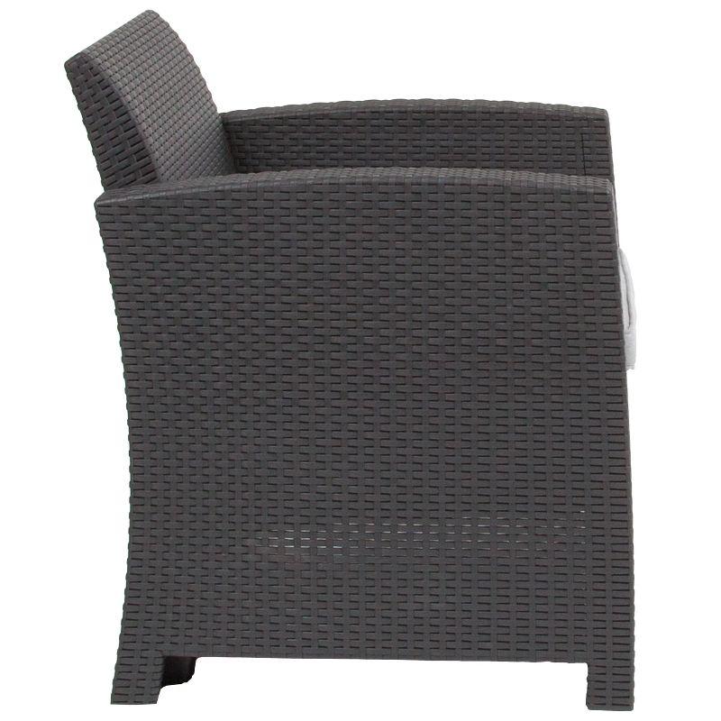 Flash Furniture Faux Rattan Chair with All-Weather Cushion