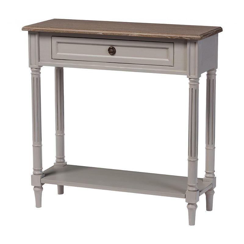 Edouard Two-Tone Weathered Oak & Light Grey Console Table with Drawer