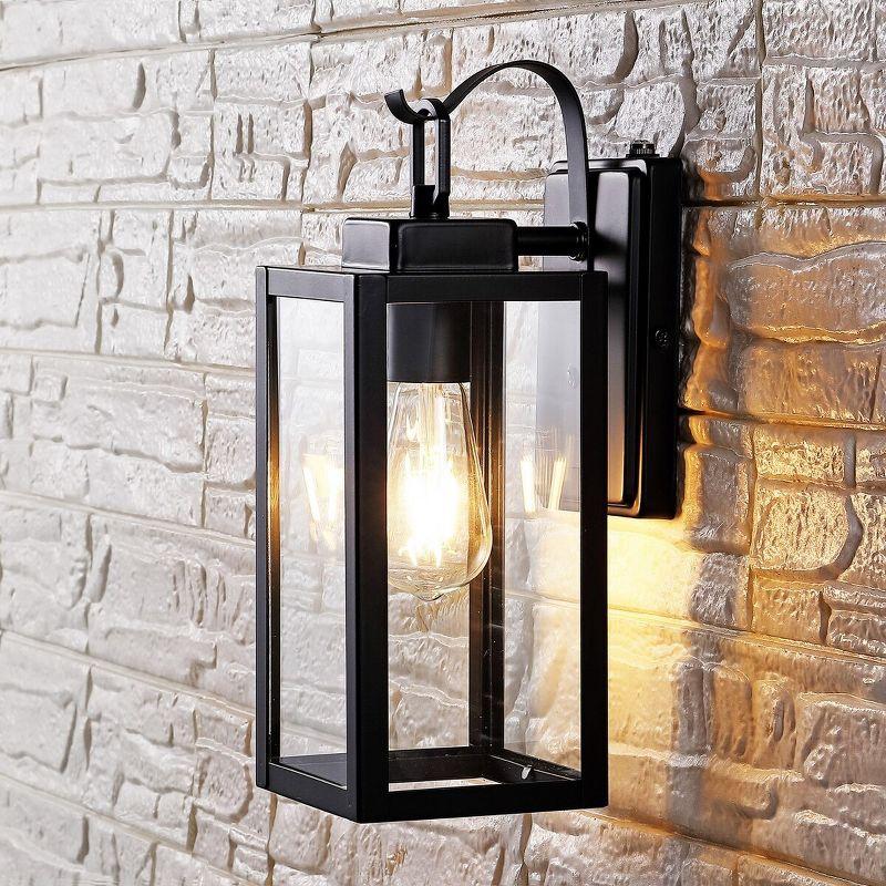 Clemens Matte Black Curved Outdoor LED Wall Sconce, Set of 2