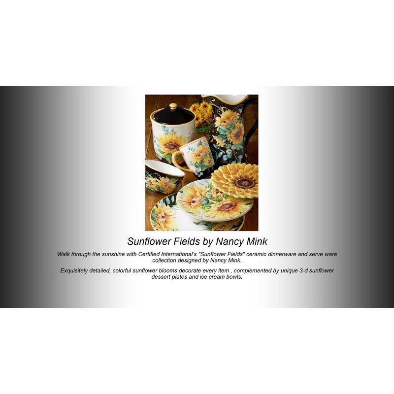 Sunflower Fields 13" Ceramic Dinner Plates, Set of 4