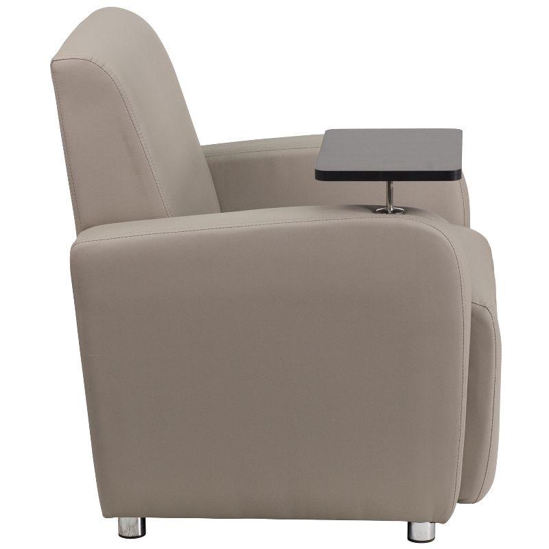 Modern Gray LeatherSoft Guest Chair with Swivel Tablet Arm