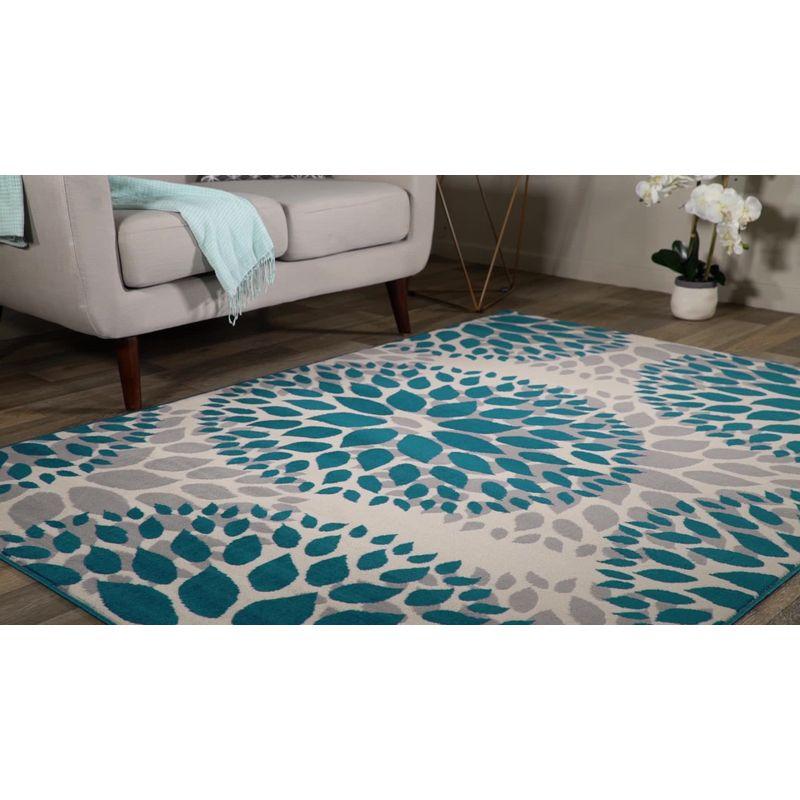 Yellow Floral 5' x 7' Stain-Resistant Synthetic Area Rug