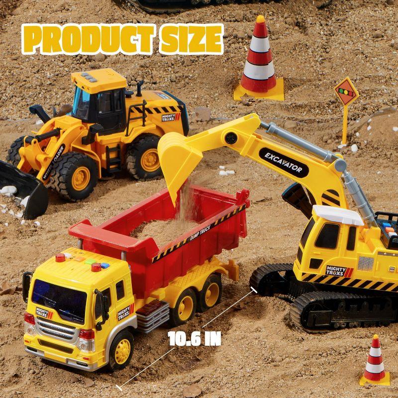 Joyfy Construction Toys for Boys Kids Toddlers, Excavator, Dump Truck and Loader Toy Trucks Construction Truck Toys Christmas Birthday Gifts for Boys