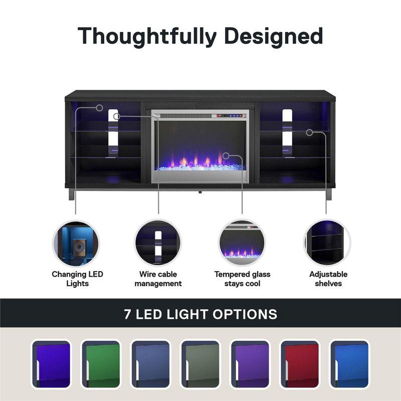 Ameriwood Home Lumina Fireplace Space Heater TV Stand for TVs up to 70", Black Oak