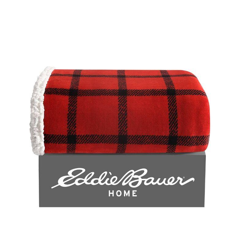 Eddie Bauer Printed Plush Fleece/Sherpa Throw Blankets