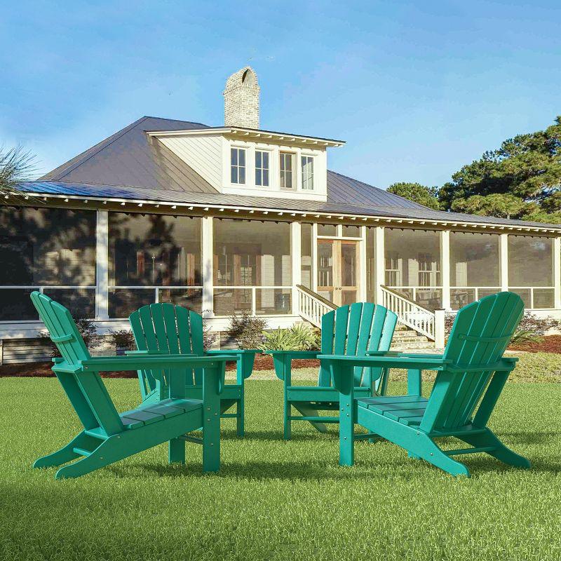 Turquoise HDPE Outdoor Adirondack Chair Set with Broad Armrests (Set of 4)