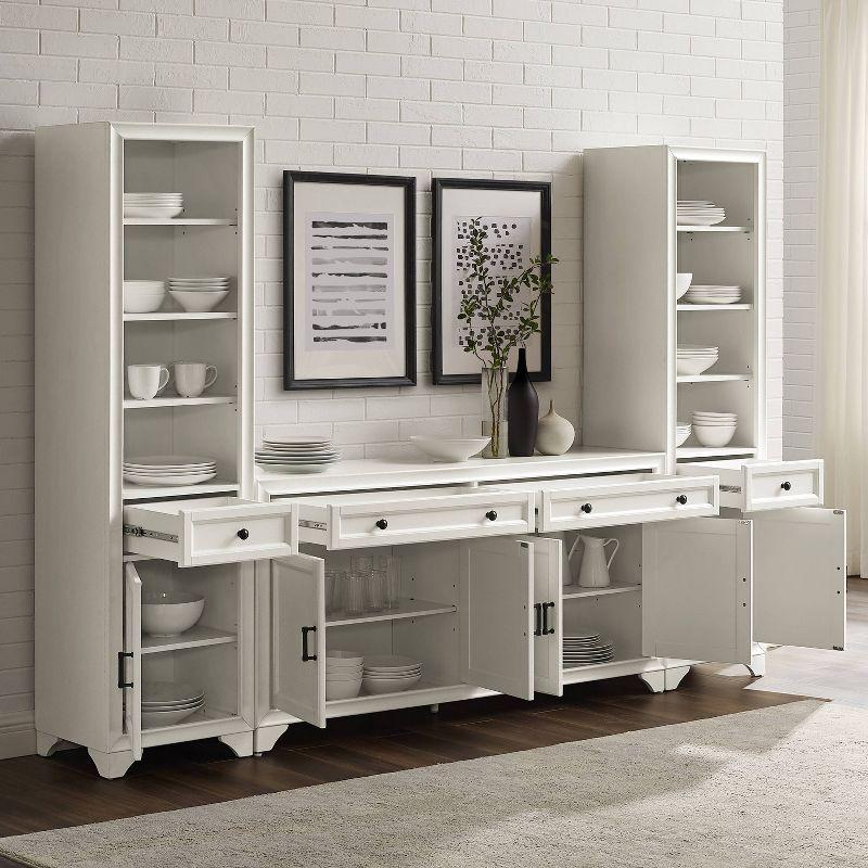 Distressed White 3-Piece Sideboard and Bookcase Set