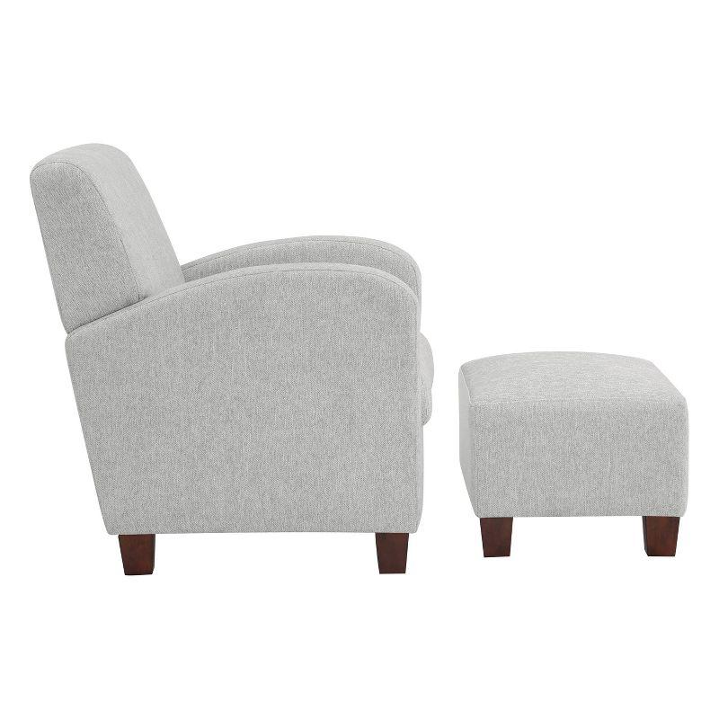 Aiden Chair and Ottoman Herringbone Smoke - OSP Home Furnishings: Upholstered Polyester Seating Set, No Tools Assembly