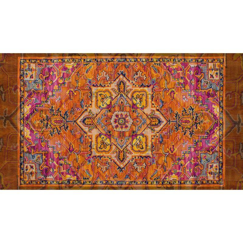 Momeni Ibiza Grant Navy 2'x3' Accent Rug: Traditional Wool Medallion, Handmade Tufted Indoor Medium Pile