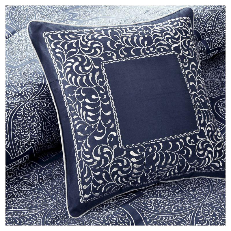 Navy Jacquard Microfiber California King Comforter Set