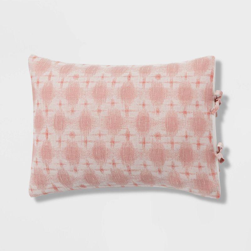 Full/Queen Yarn Dye Ikat Duvet Cover and Sham Set Ivory/Mauve - Threshold™: Cotton Slub, Zippered, Oeko-Tex Certified