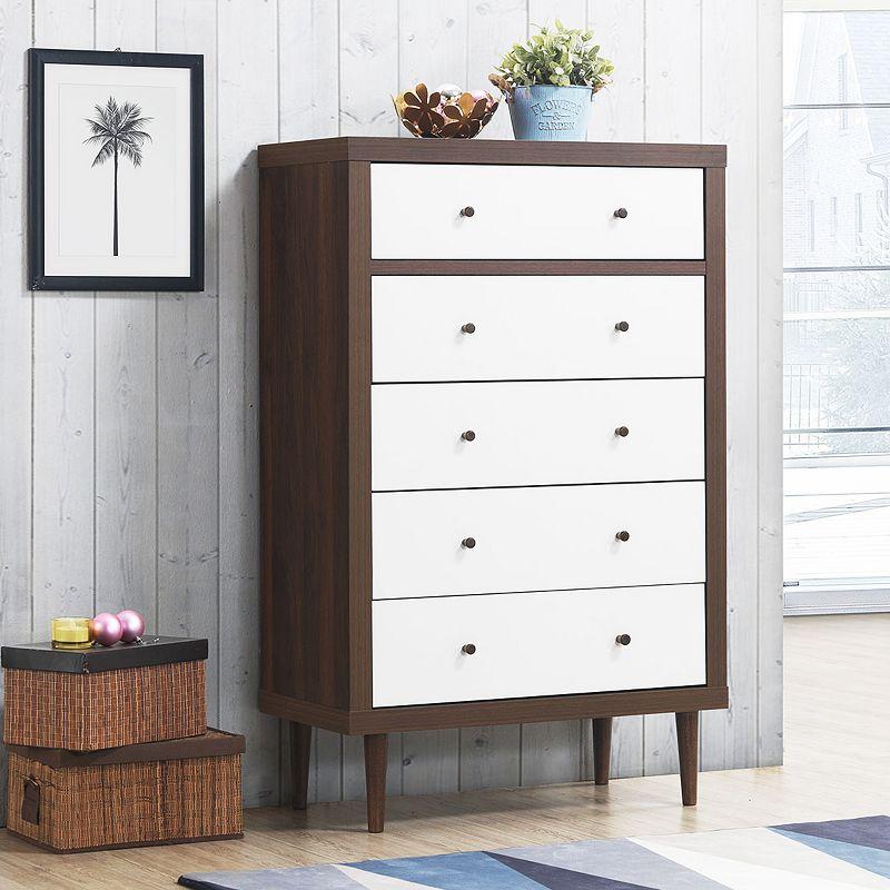 Costway 5 Drawer Dresser Wood Chest of Drawers Storage Freestanding Cabinet Organizer