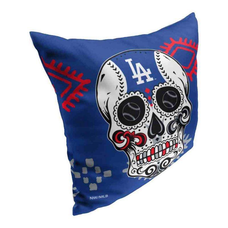 MLB Los Angeles Dodgers Candy Skull Throw Pillow 18x18 Inches