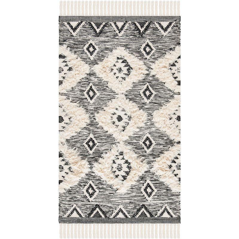Kenya KNY906 Hand Knotted Accent Rug - Black/Ivory - 2'3"x4' - Safavieh.