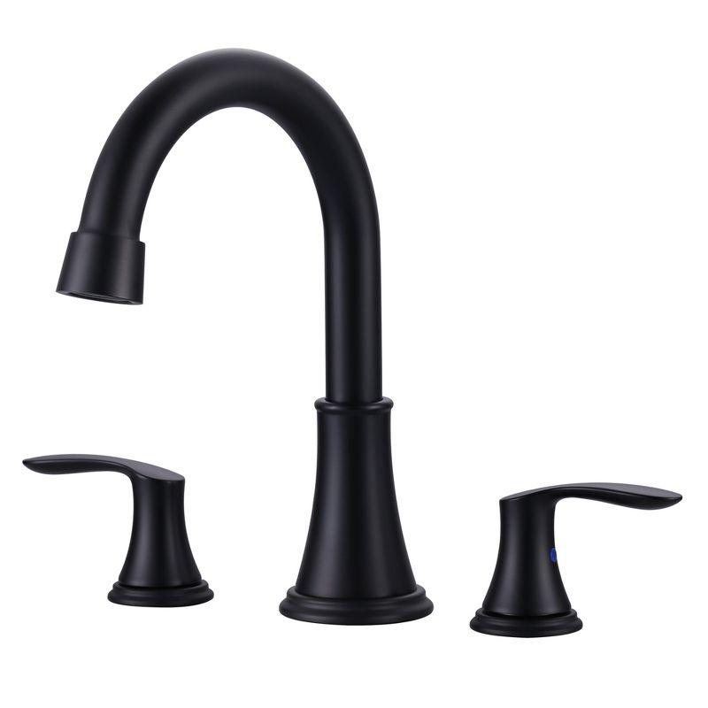 Matte Black Widespread Double Handle Bathroom Faucet with Pop Up Drain