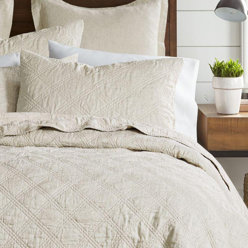 Linen Front/Cotton Back Standard Quilted Sham - Natural - Levtex Home
