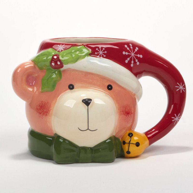 Set of 4 Festive Christmas Ceramic Mugs with 3D Characters