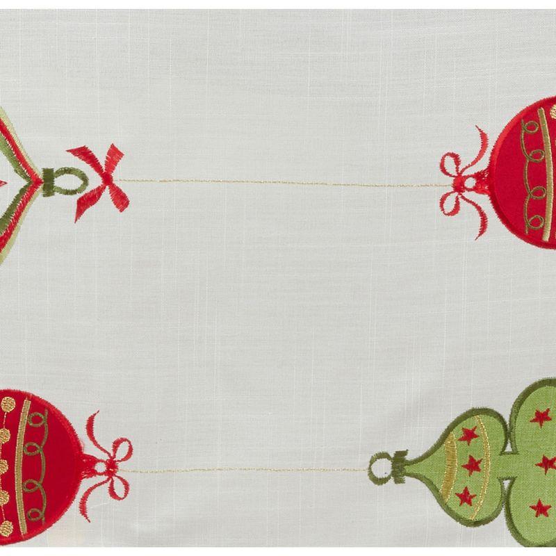 Colorful Embroidered Christmas Ornaments Table Runner