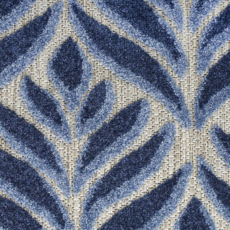 Nourison Aloha Tropical Palm Flatweave High-Low Indoor Outdoor Area Rug Blue 2'8" x 4'