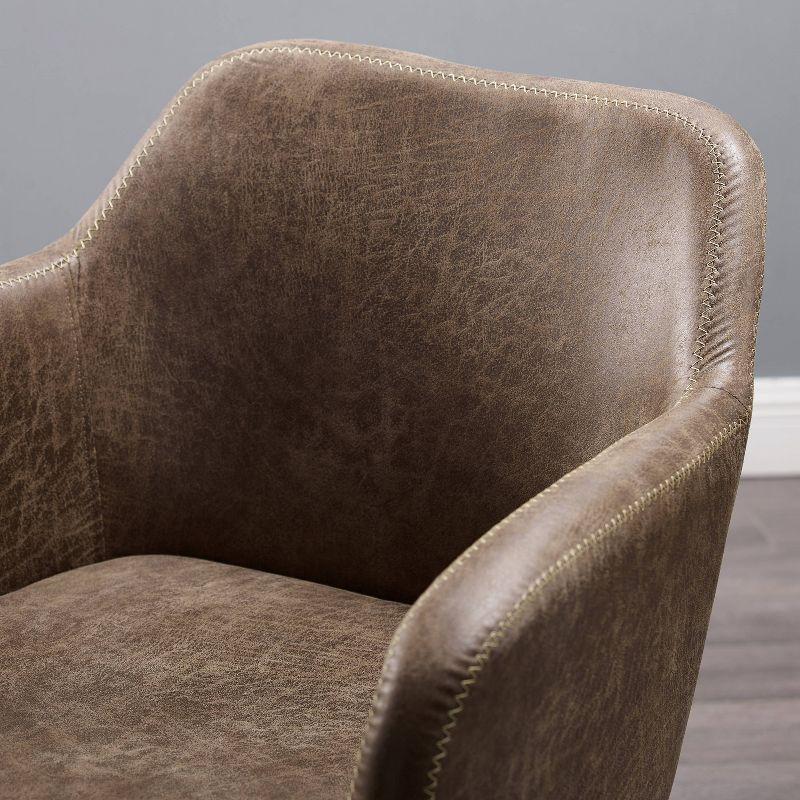 Rylen Modern Swivel Office Desk Chair Brown - Linon: Ergonomic, Adjustable, with Casters