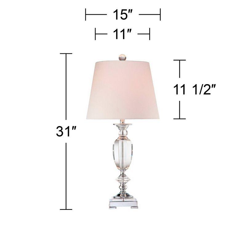 Vienna Full Spectrum Traditional Table Lamp Faceted Crystal and Chrome Urn White Drum Shade for Living Room Family Bedroom Bedside