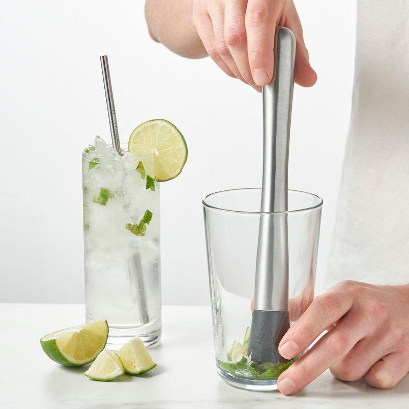 True Bar Muddler for Cocktails - Cocktail Muddler Stainless Steel with Textured Plastic Base - Dishwasher Safe, 10 Inches Set of 1