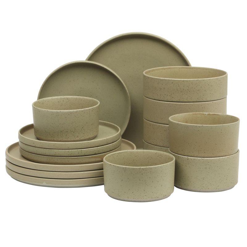 Gibson Elite Gibson Elite Tatum Premium Porcelain Matte Reactive Glaze 16 Piece (Service for 4) Plates and Bolws Stackable Dishes Ceramic Dinnerware
