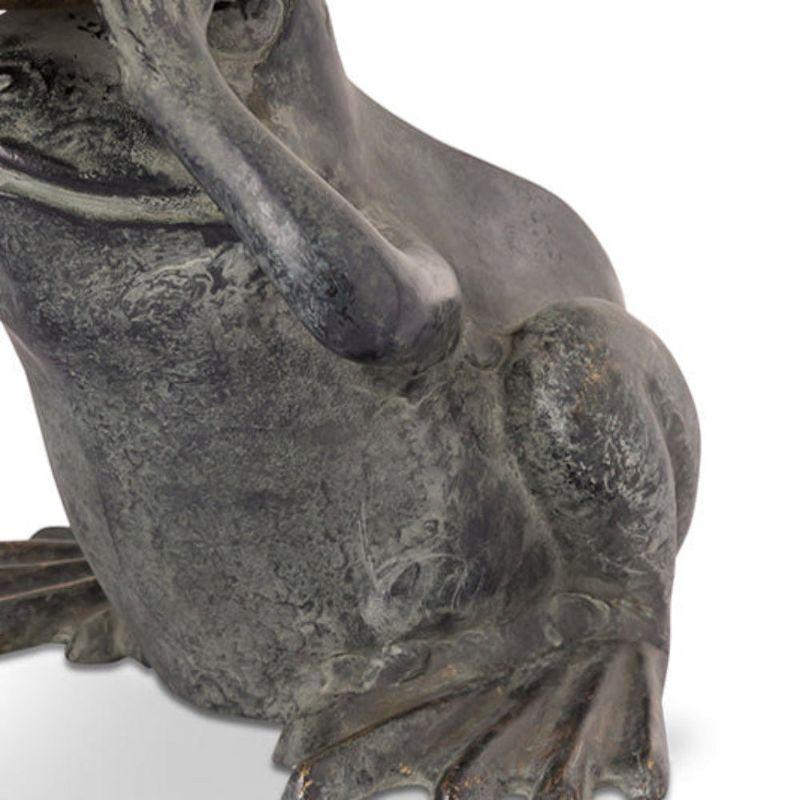 SPI Home Frog Spectator with Bird Sculpture – 13.5" Bronze Whimsical Garden Decor for Outdoor Patio or Indoor Display