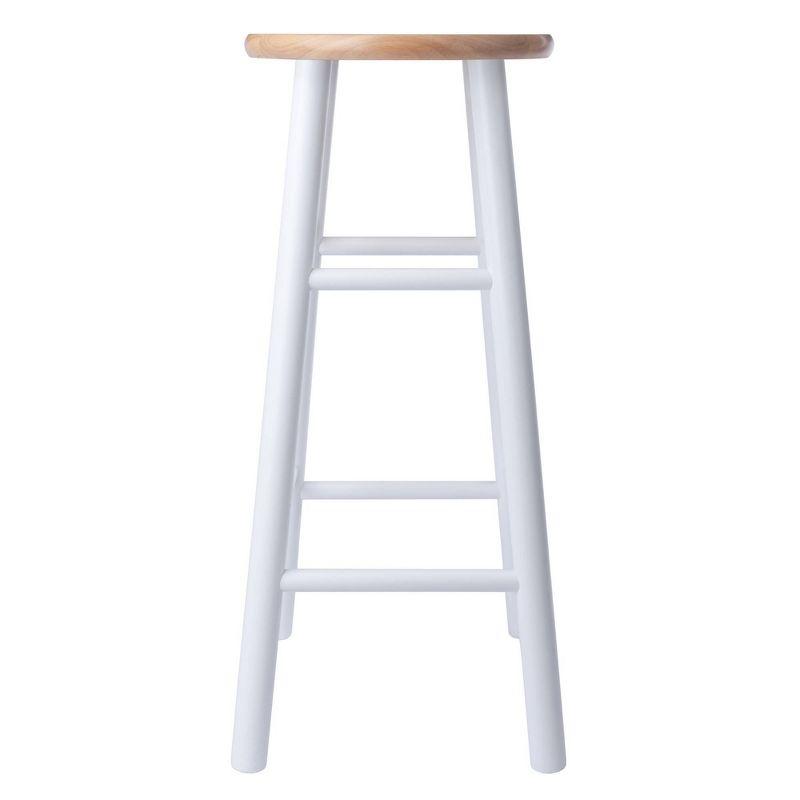 Winsome 2pc 29" Huxton Barstools Natural/White: Round Wood Frame, Fixed Height, Spot Clean