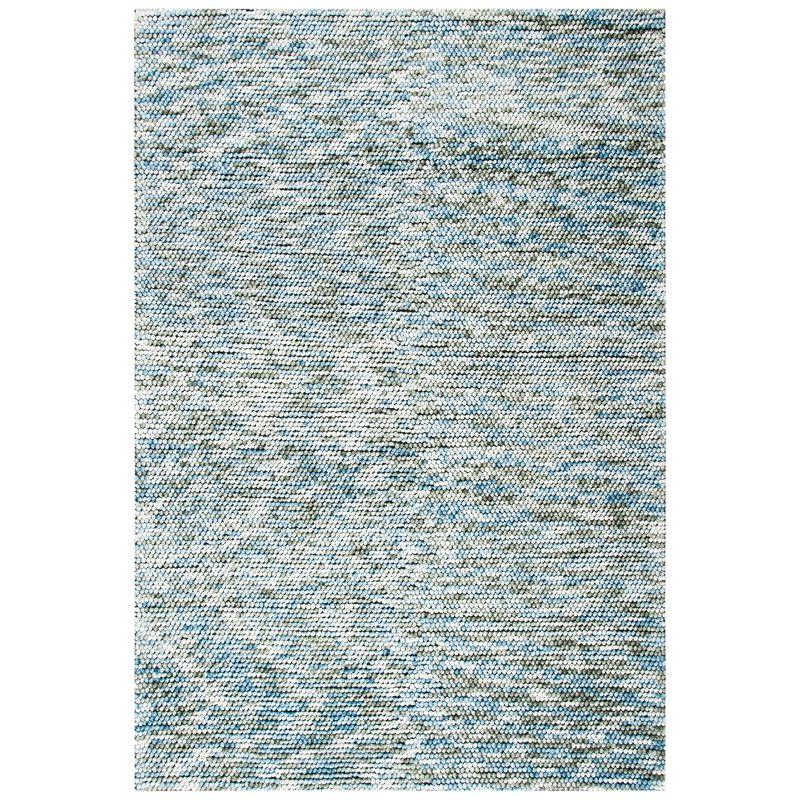 Hand-Tufted Blue and Ivory Wool Area Rug, 8' x 10'