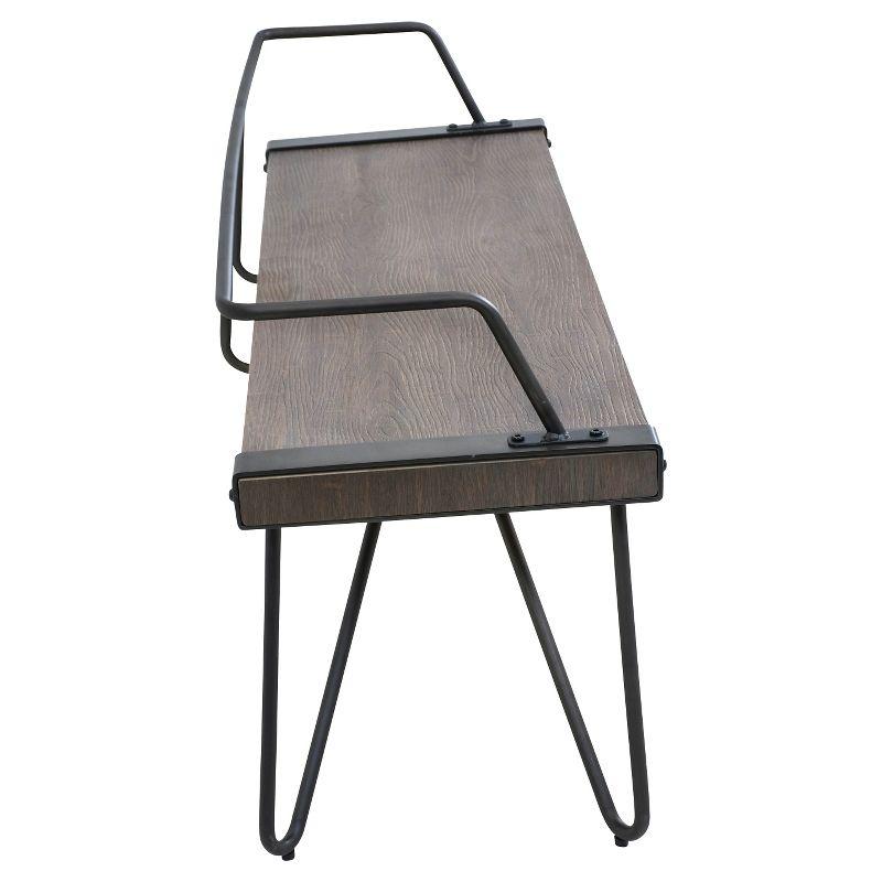 LumiSource Stefani Industrial Bench Antique Metal: Rectangle, Metal Frame, Seats 2, No Upholstery