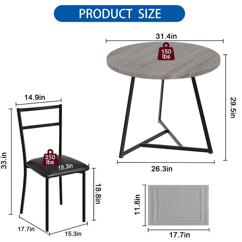 17 Stories Dining Table Set For 2, Round Kitchen Table And Upholstered Chairs For 2, 3 Piece Dining Room Table Set