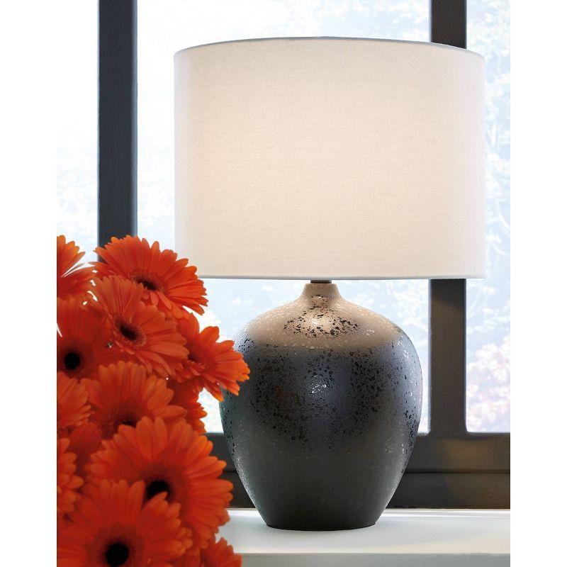 Signature Design by Ashley Ladstow Table Lamp Black/White: Ceramic Body, Drum Shade, 3-Way Switch