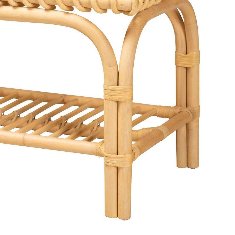 Himari Rattan Accent Bench Natural Brown - Baxton Studio: Handcrafted, Entryway, Bedroom, Shelf Storage