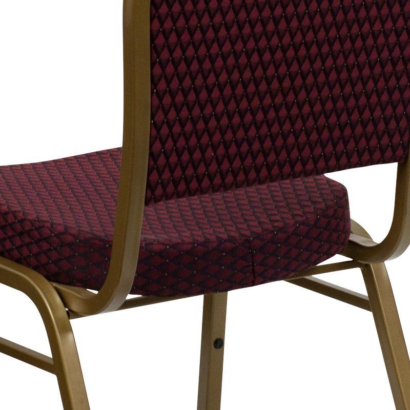 Burgundy Patterned Fabric and Gold Frame Stacking Banquet Chair