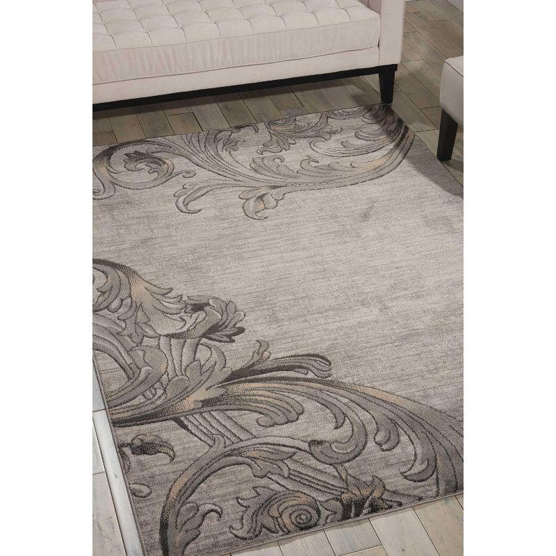 Graphite Floral Synthetic 5' x 7' Stain-Resistant Handmade Rug