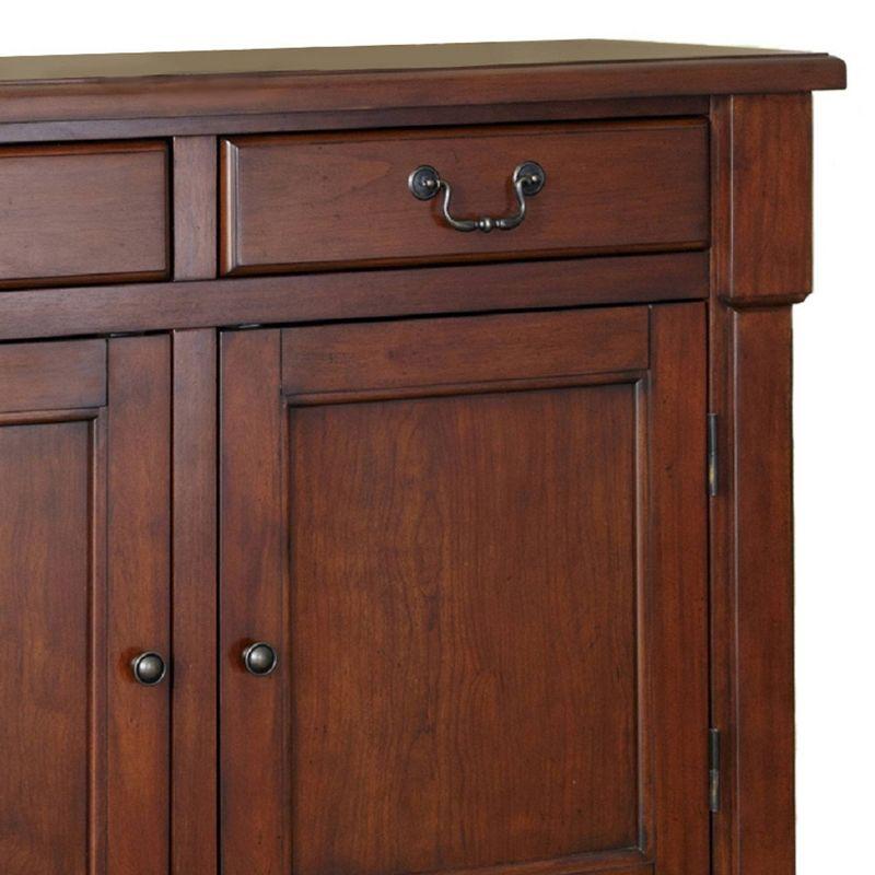 Homestyles Aspen Buffet Brown: Traditional Hardwood Sideboard, Adjustable Shelves, Anti-Tip Hardware