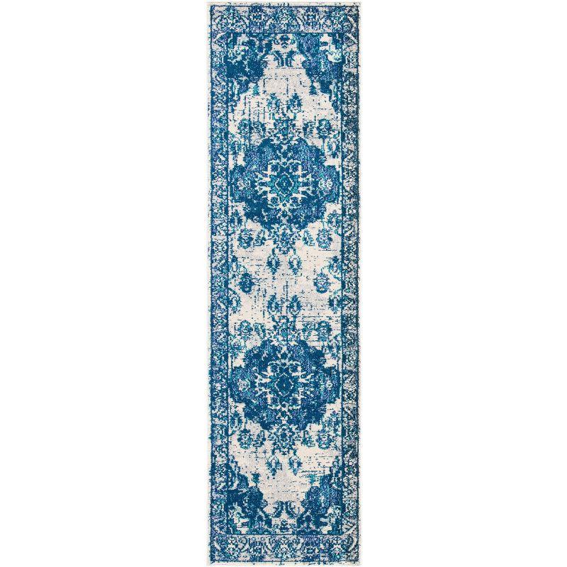 Monaco MNC243 Power Loomed Indoor Runner Rug - Ivory/Blue - 2'2"x8' - Safavieh