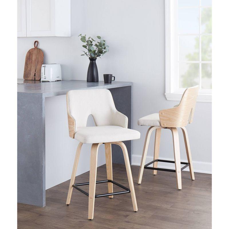 Set of 2 Stella Counter Height Barstools: Swivel, Full Back, Upholstered - LumiSource