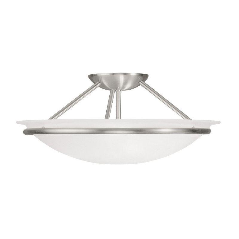 Livex Lighting Newburgh 3 - Light Semi-Flush Mount in  Brushed Nickel