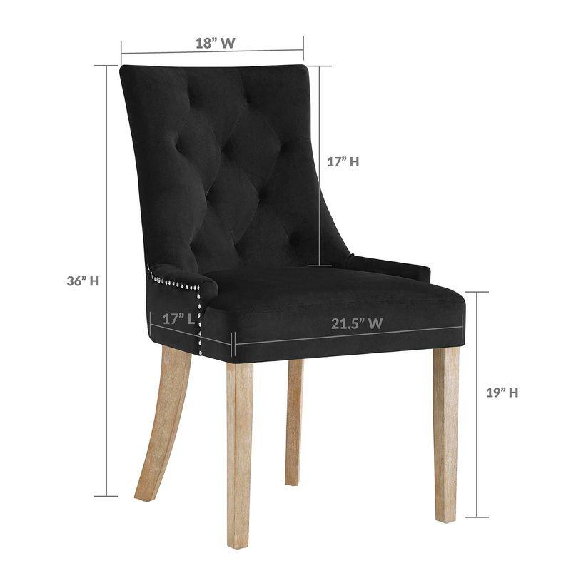 Modway Pose Tufted Performance Velvet Upholstered Dining Chair with Nailhead Trim in Black