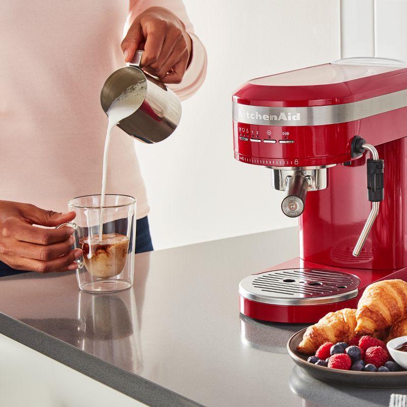 KitchenAid Semi-Automatic Espresso Machine - Empire Red: 15 Bars Pressure, 47oz Capacity, Dishwasher-Safe Parts
