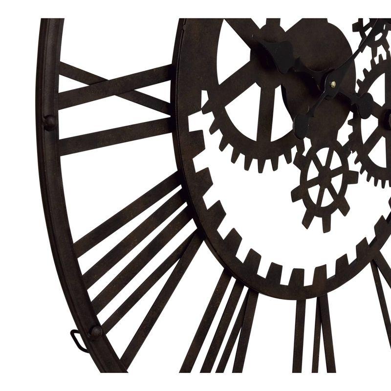 Oversized Black Iron Industrial Gear Wall Clock