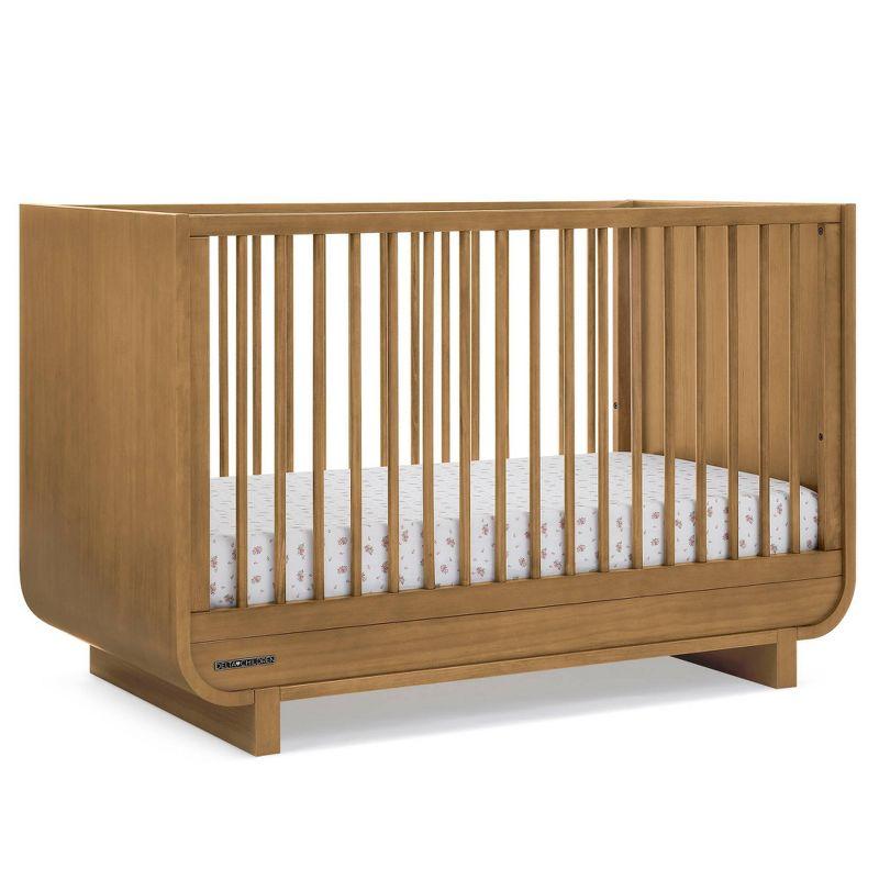 Rhodes Teak Brown 4-in-1 Convertible Crib with Round Spindles